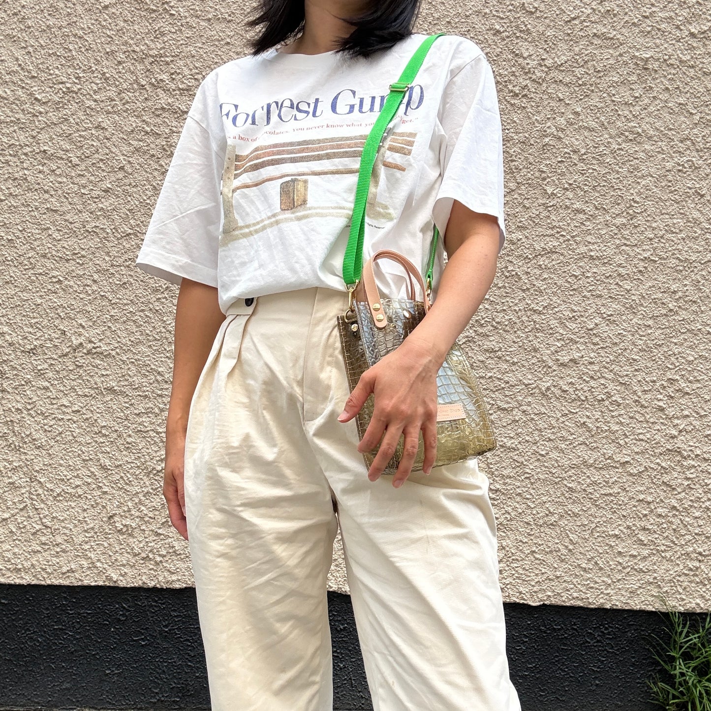 7月上旬発送予約＜新色＞Colored PVC(LeatherHandle)Pochette/🐊Crocodile Kahki Brown