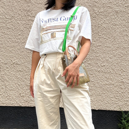 7月上旬発送予約＜新色＞Colored PVC(LeatherHandle)Pochette/🐊Crocodile Kahki Brown