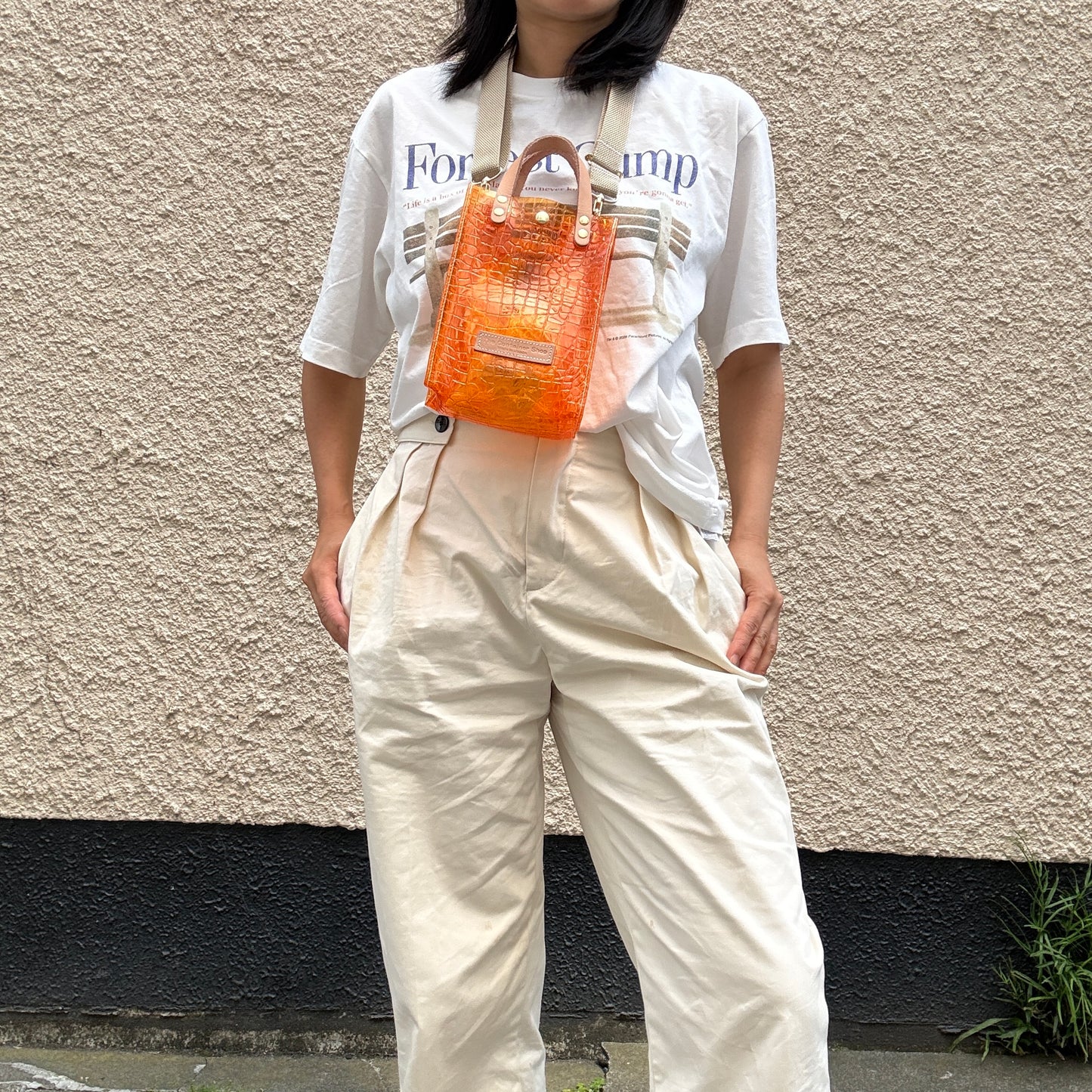 7月上旬＜予約＞Colored PVC(LeatherHandle)Pochette/🐊Crocodile Orange