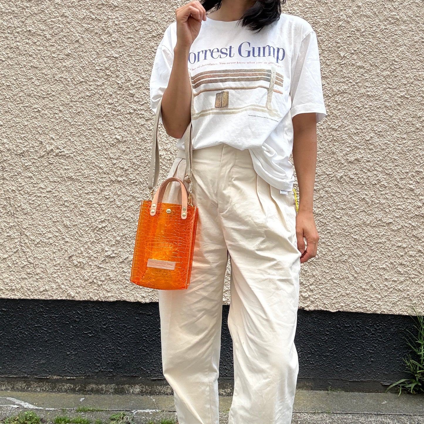 7月上旬＜予約＞Colored PVC(LeatherHandle)Pochette/🐊Crocodile Orange