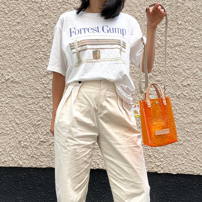 7月上旬＜予約＞Colored PVC(LeatherHandle)Pochette/🐊Crocodile Orange
