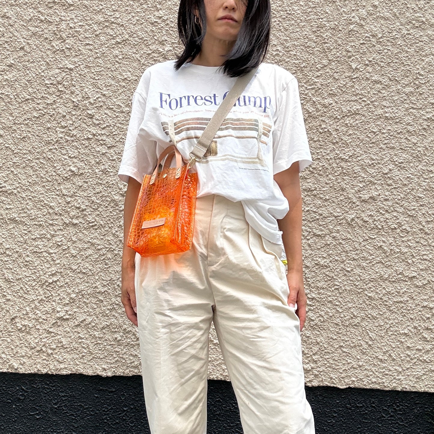 7月上旬＜予約＞Colored PVC(LeatherHandle)Pochette/🐊Crocodile Orange