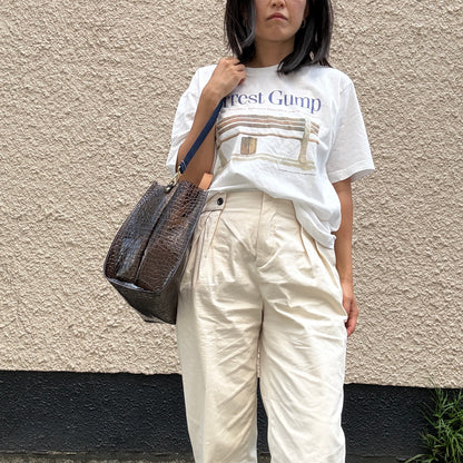 7月下旬発送Colored PVC(LeatherHandle)Tote L/🐊 Crocodile Dark Brown