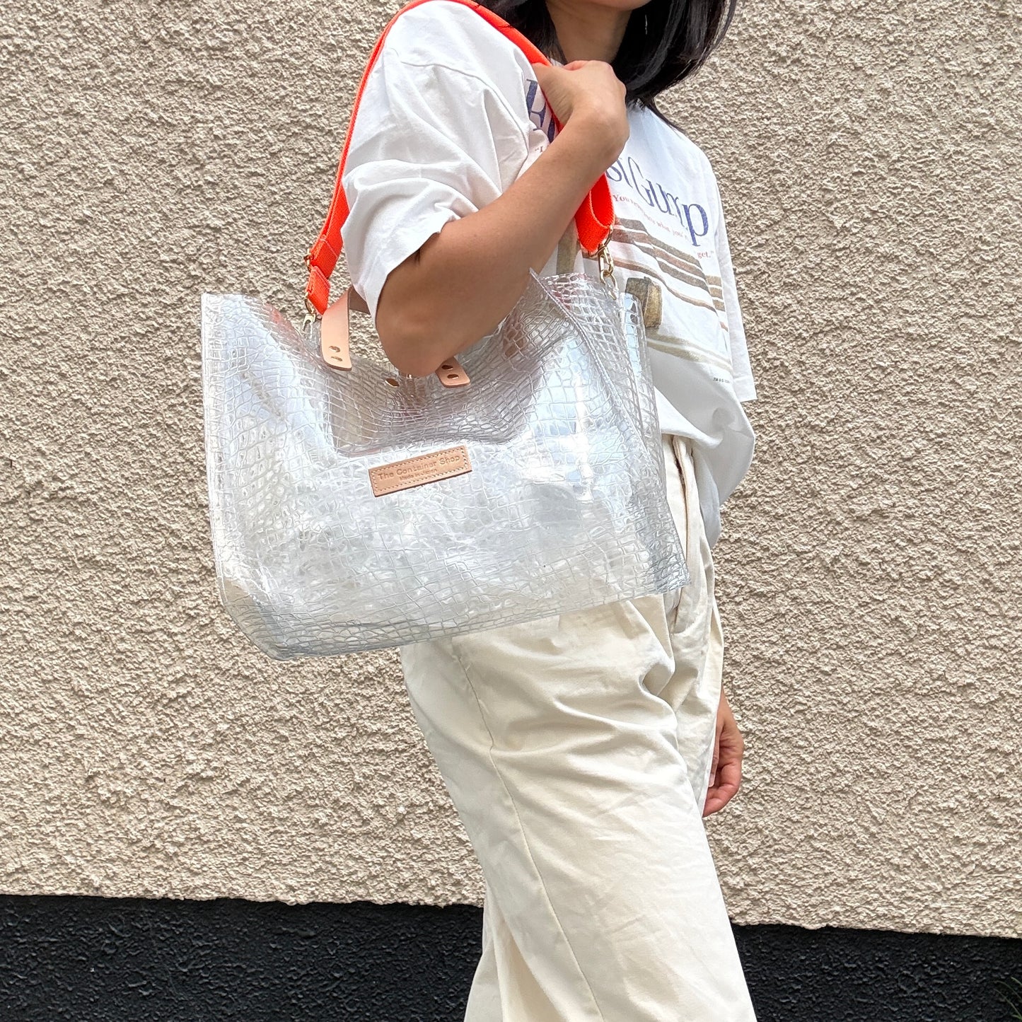 残りわずか）＜新色＞Colored PVC(LeatherHandle)Tote L/ 🐊Crocodile TOMEI
