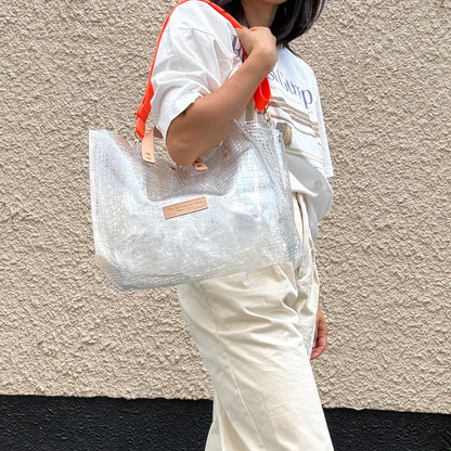 残りわずか）＜新色＞Colored PVC(LeatherHandle)Tote L/ 🐊Crocodile TOMEI