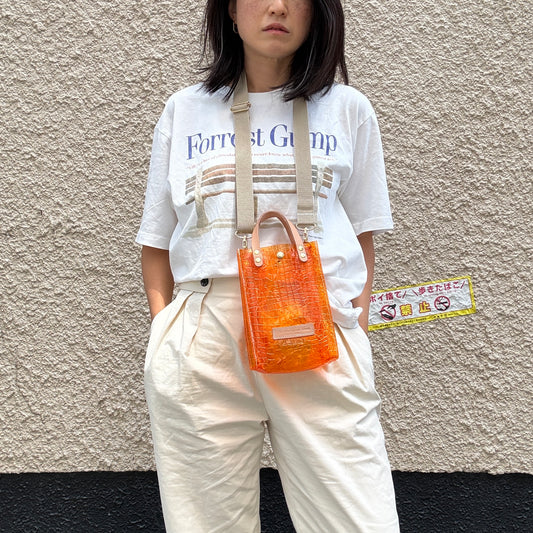 Early July <Pre-order> Colored PVC (Leather Handle) Pochette / 🐊Crocodile Orange