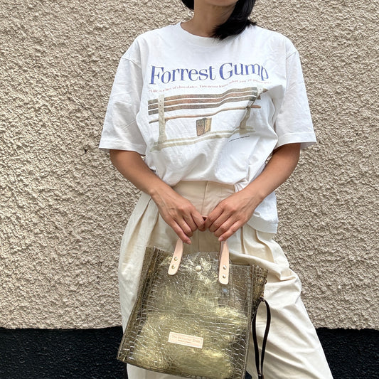 1)Colored PVC (Leather Handle) Tote M / 🐊Crocodile Dark Brown