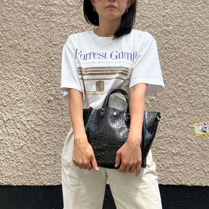 Limited stock) Early June Colored PVC (Leather Handle) Tote M / 🐊Crocodile Black