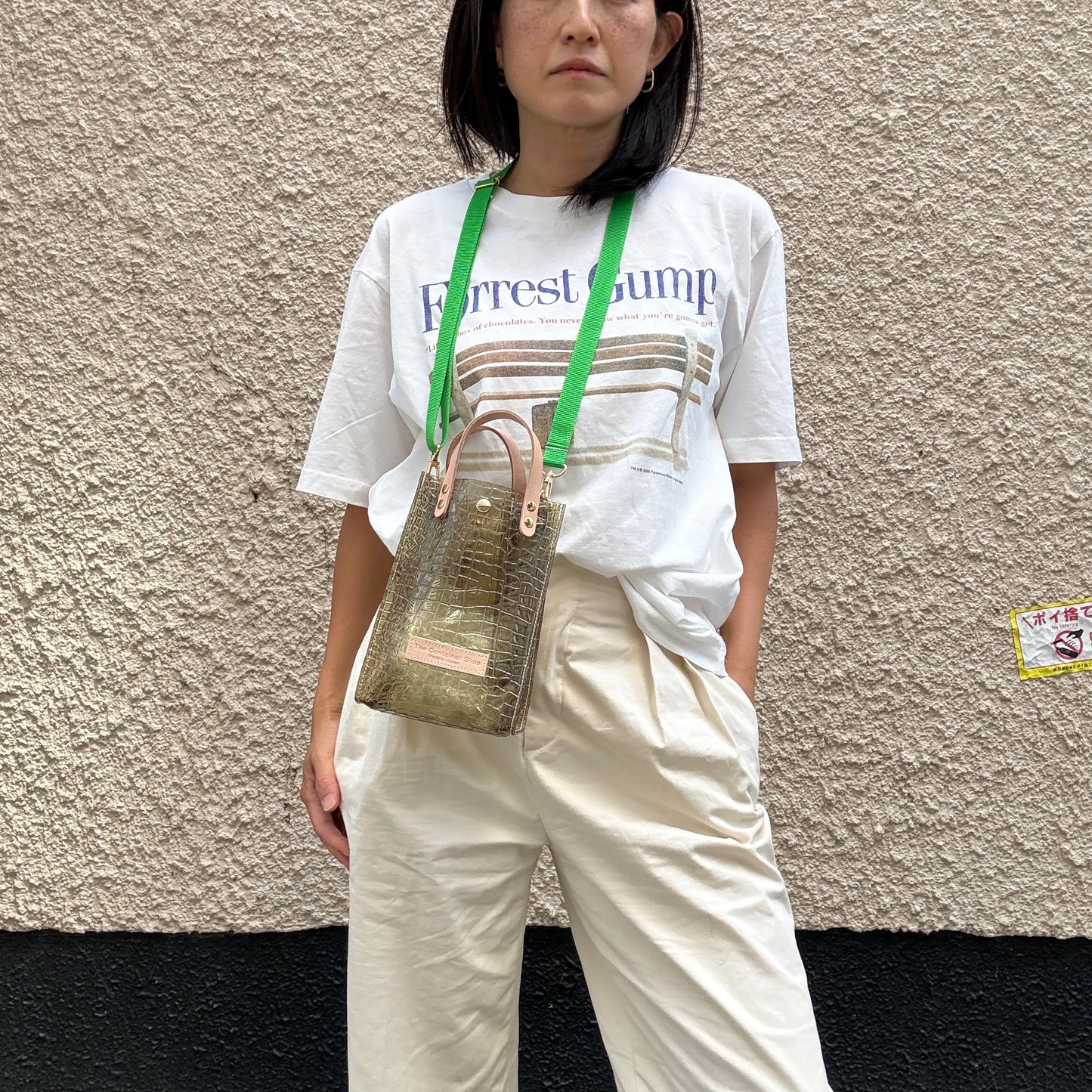 7月上旬発送予約＜新色＞Colored PVC(LeatherHandle)Pochette/🐊Crocodile Kahki Brown