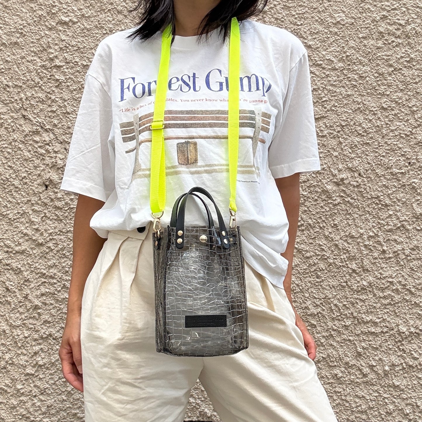 Early July <Pre-order> Colored PVC (Leather Handle) Pochette / 🐊Crocodile Clear Grey