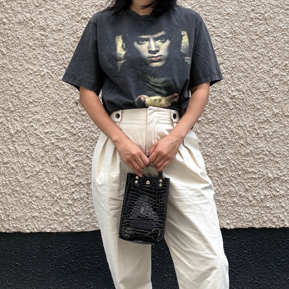 Colored PVC (Leather Handle) Pochette / 🐊 Crocodile Black