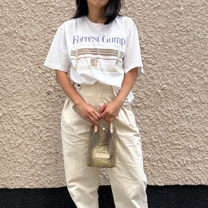 7月上旬発送予約＜新色＞Colored PVC(LeatherHandle)Pochette/🐊Crocodile Kahki Brown