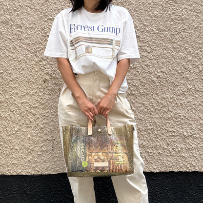 7月上旬発送＜新色＞Colored PVC(LeatherHandle)Tote L/ 🐊Crocodile Kahki Brown