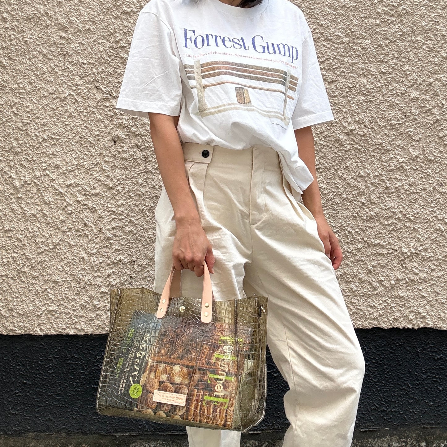 7月上旬発送＜新色＞Colored PVC(LeatherHandle)Tote L/ 🐊Crocodile Kahki Brown