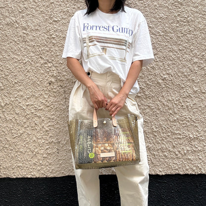 7月上旬発送＜新色＞Colored PVC(LeatherHandle)Tote L/ 🐊Crocodile Kahki Brown
