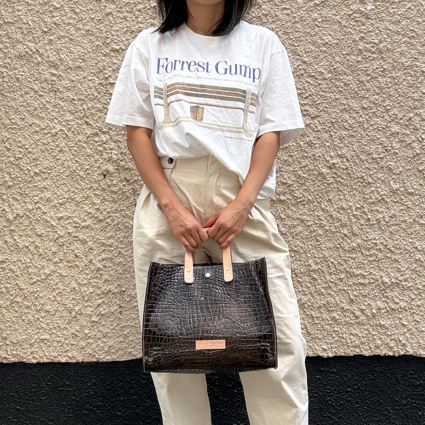 7月下旬発送Colored PVC(LeatherHandle)Tote L/🐊 Crocodile Dark Brown
