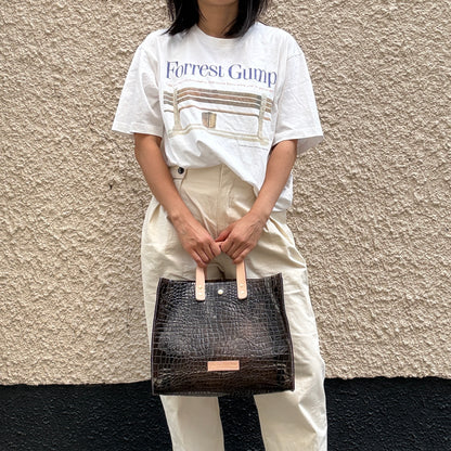 7月下旬発送Colored PVC(LeatherHandle)Tote L/🐊 Crocodile Dark Brown