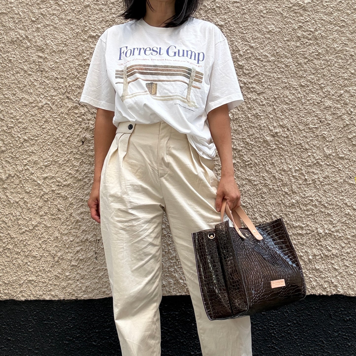 7月下旬発送Colored PVC(LeatherHandle)Tote L/🐊 Crocodile Dark Brown