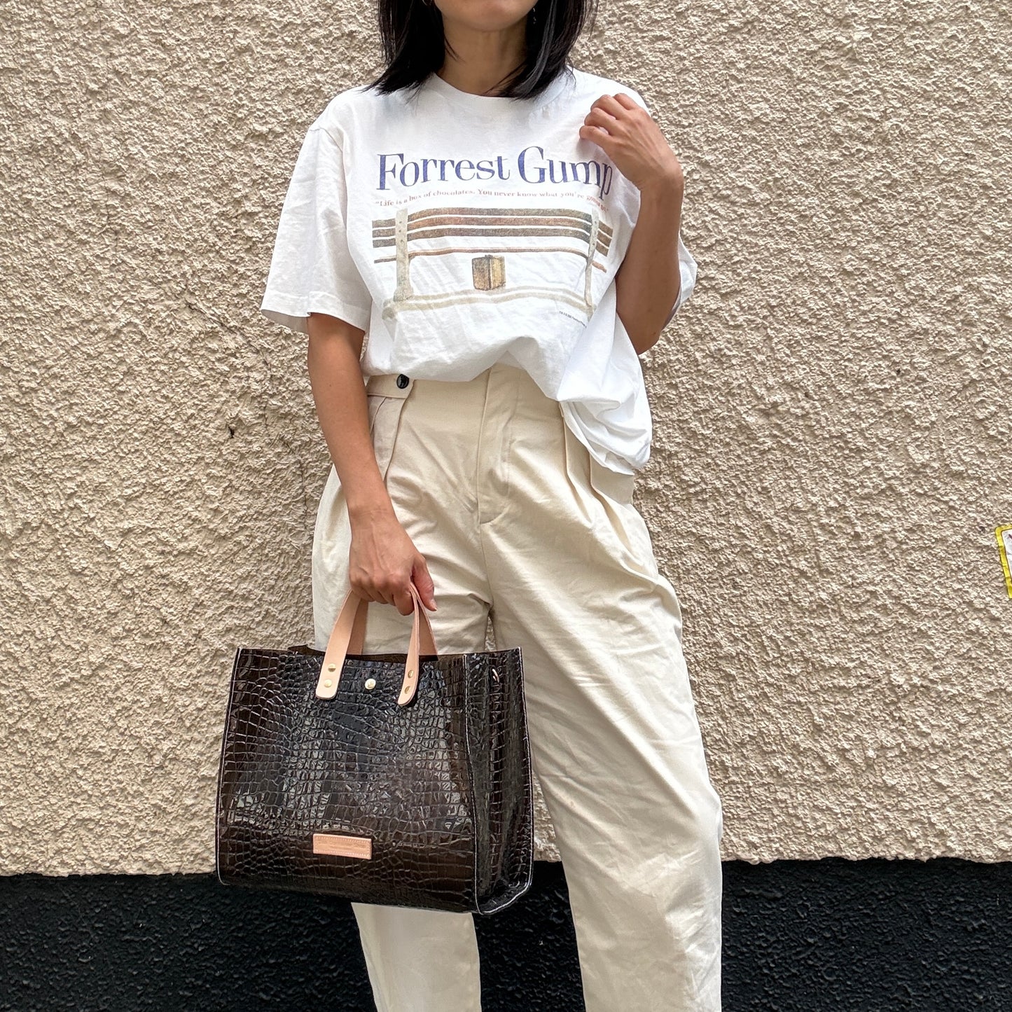 7月下旬発送Colored PVC(LeatherHandle)Tote L/🐊 Crocodile Dark Brown