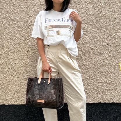 7月下旬発送Colored PVC(LeatherHandle)Tote L/🐊 Crocodile Dark Brown