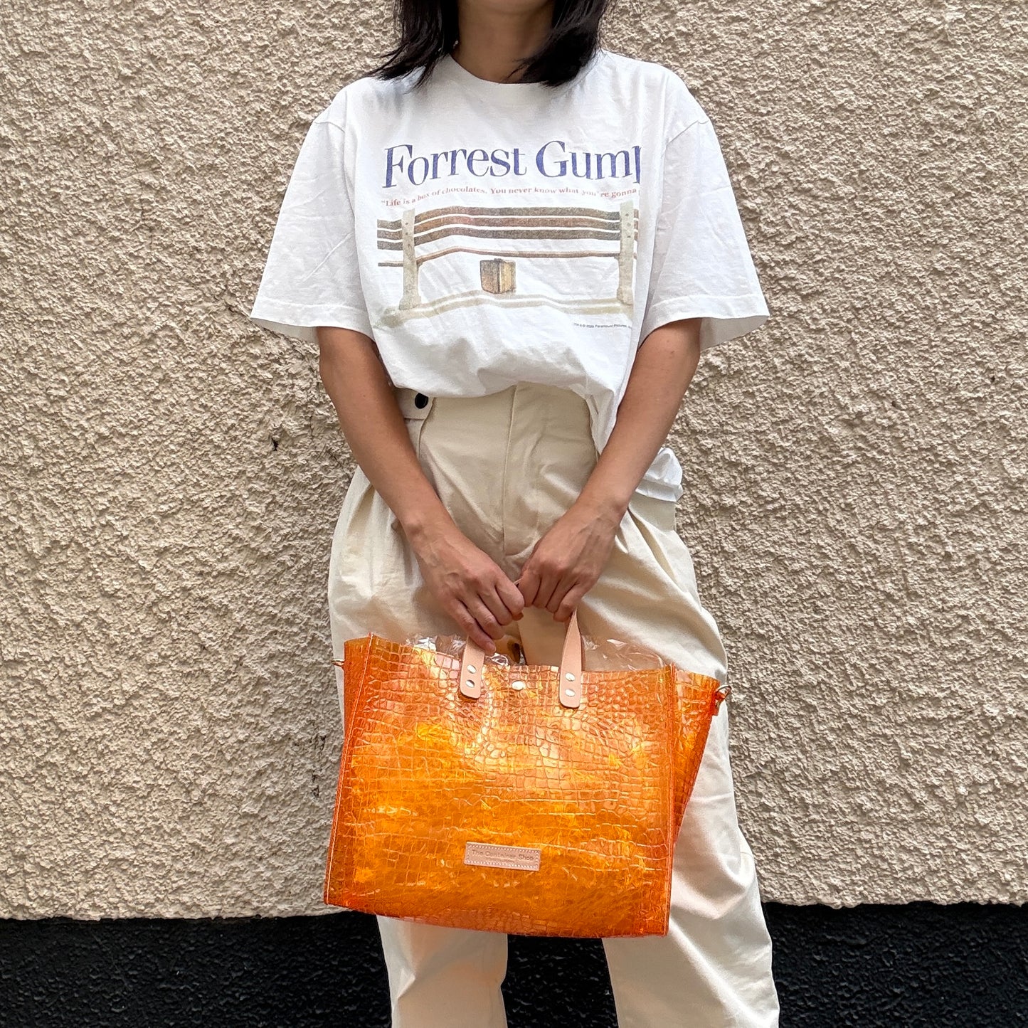 7月上旬＜予約＞Colored PVC(LeatherHandle)ToteM/🐊Crocodile Orange