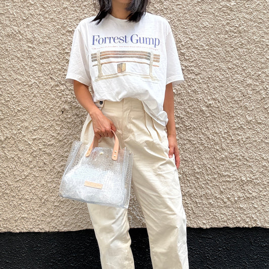 1)Colored PVC (Leather Handle) Tote M / 🐊Crocodile Dark Brown
