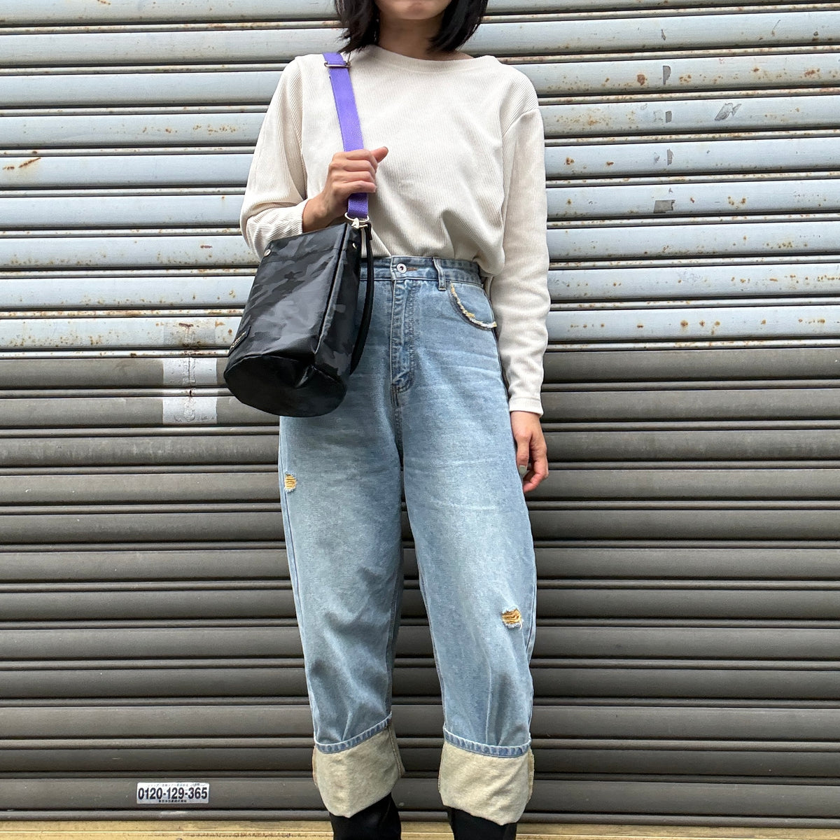「耐久性に優れたスーパーファブリック」Tarpaulin（丸底ワンショルダーバッグ)カモフラージュ