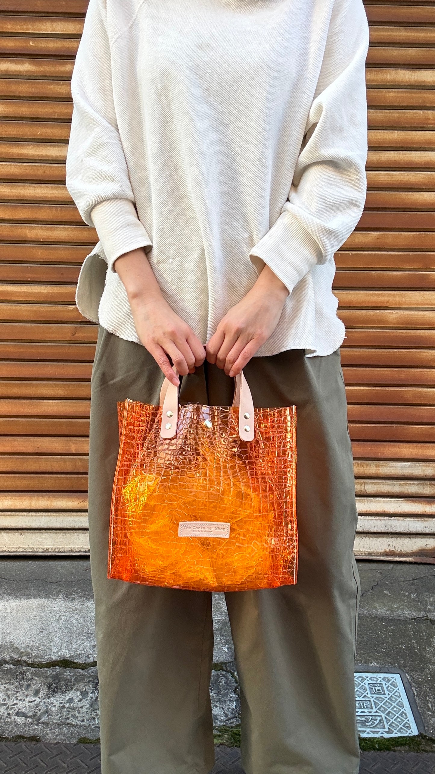 7月上旬＜予約＞Colored PVC(LeatherHandle)ToteM/🐊Crocodile Orange