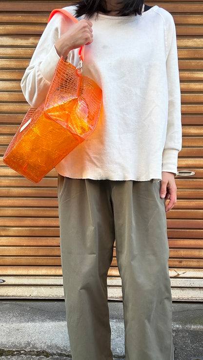 ＜予約＞Colored PVC(LeatherHandle)Tote L/🐊 Crocodile Orange
