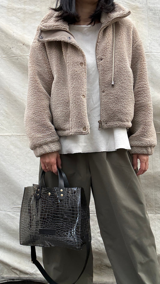 WALLETおまけ付き＜再販3月納品＞Colored PVC(LeatherHandle)ToteM/🐊Crocodile Clear Grey