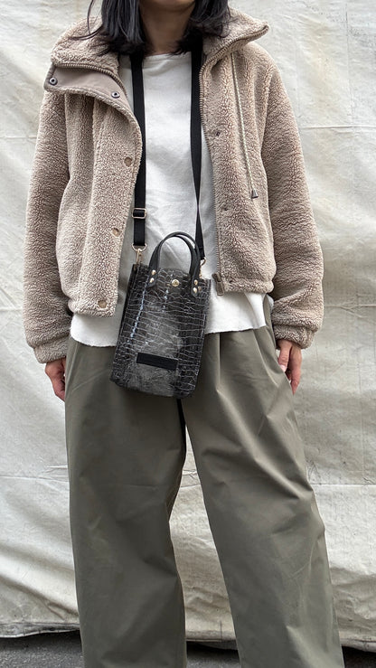Early July <Pre-order> Colored PVC (Leather Handle) Pochette / 🐊Crocodile Clear Grey