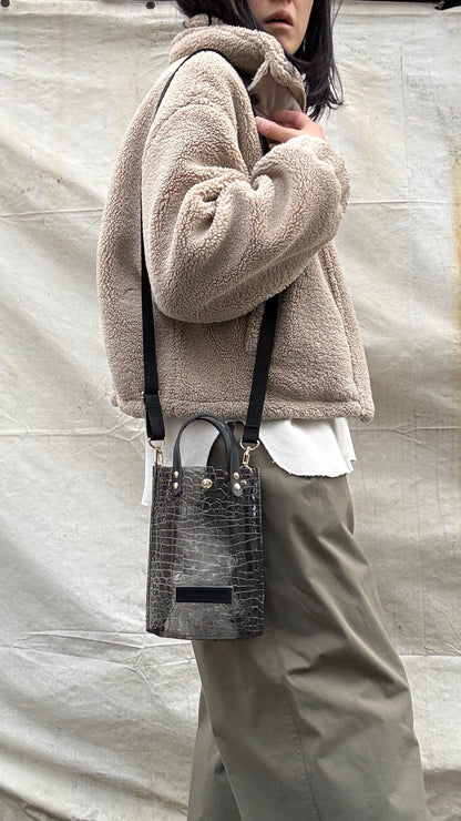 Early July <Pre-order> Colored PVC (Leather Handle) Pochette / 🐊Crocodile Clear Grey