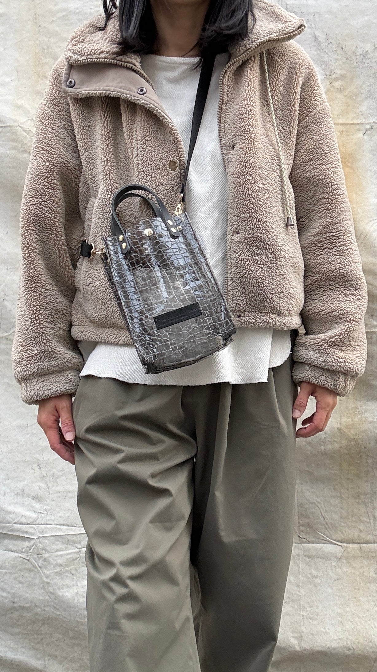 Early July <Pre-order> Colored PVC (Leather Handle) Pochette / 🐊Crocodile Clear Grey