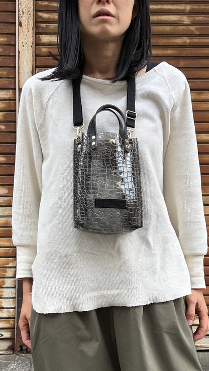 Early July <Pre-order> Colored PVC (Leather Handle) Pochette / 🐊Crocodile Clear Grey