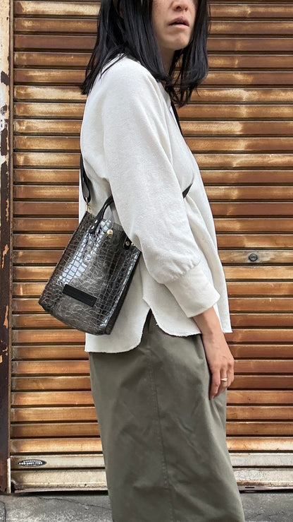 Early July <Pre-order> Colored PVC (Leather Handle) Pochette / 🐊Crocodile Clear Grey