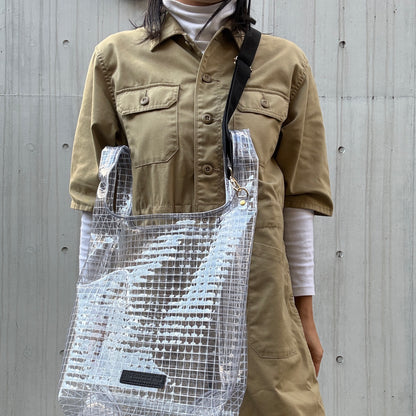 ＜受注商品＞工業資材/スーパーマーケットバッグ(L)(XL)ポーチ付  黒バージョン