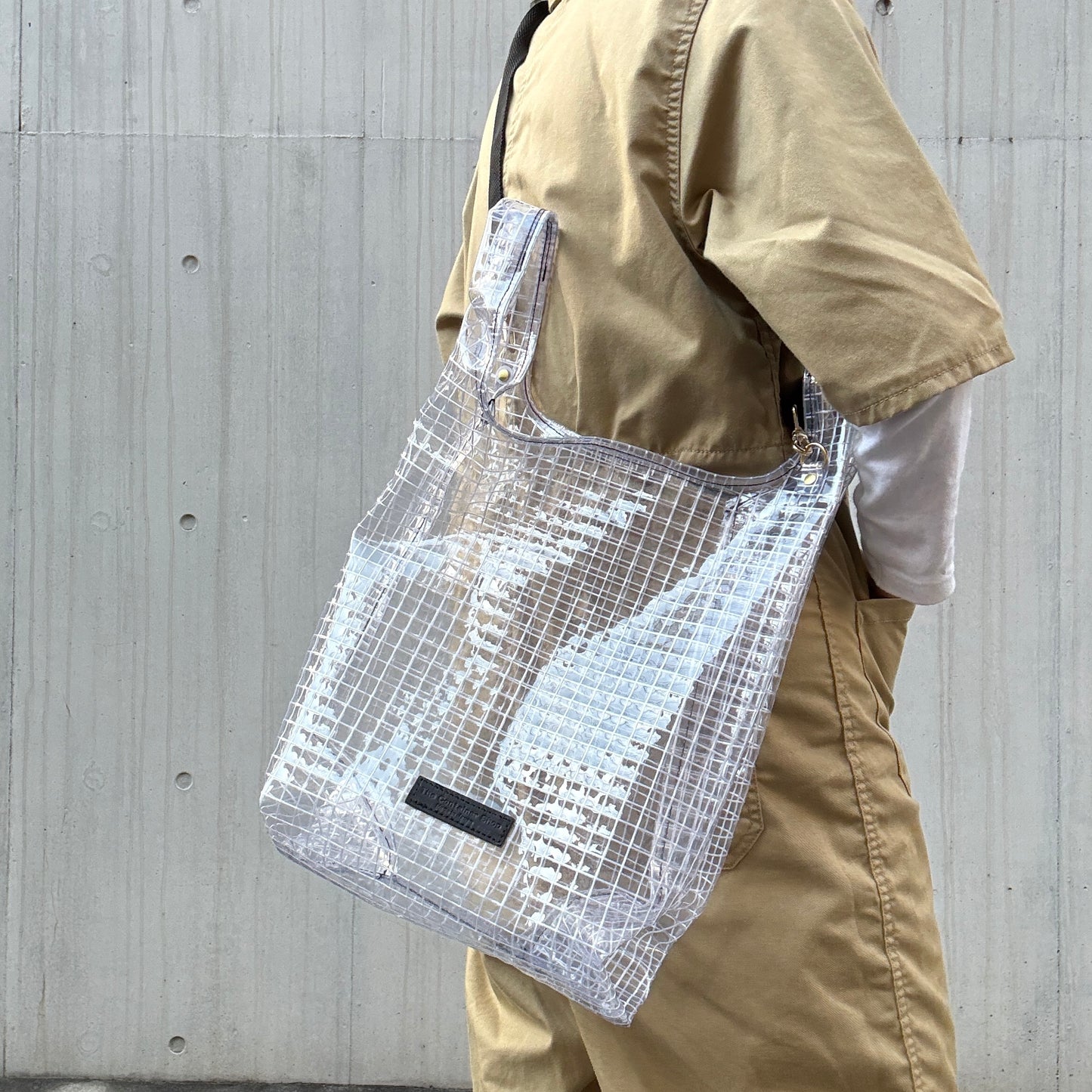 ＜受注商品＞工業資材/スーパーマーケットバッグ(L)(XL)ポーチ付  黒バージョン