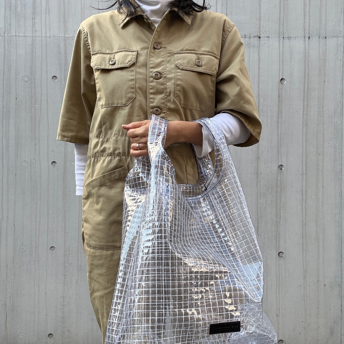 ＜受注商品＞工業資材/スーパーマーケットバッグ(L)(XL)ポーチ付  黒バージョン