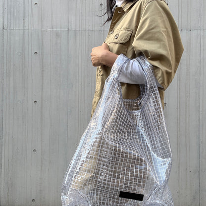 ＜受注商品＞工業資材/スーパーマーケットバッグ(L)(XL)ポーチ付  黒バージョン