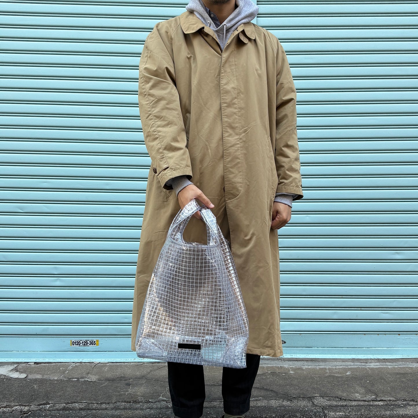 ＜受注商品＞工業資材/スーパーマーケットバッグ(L)(XL)ポーチ付  黒バージョン