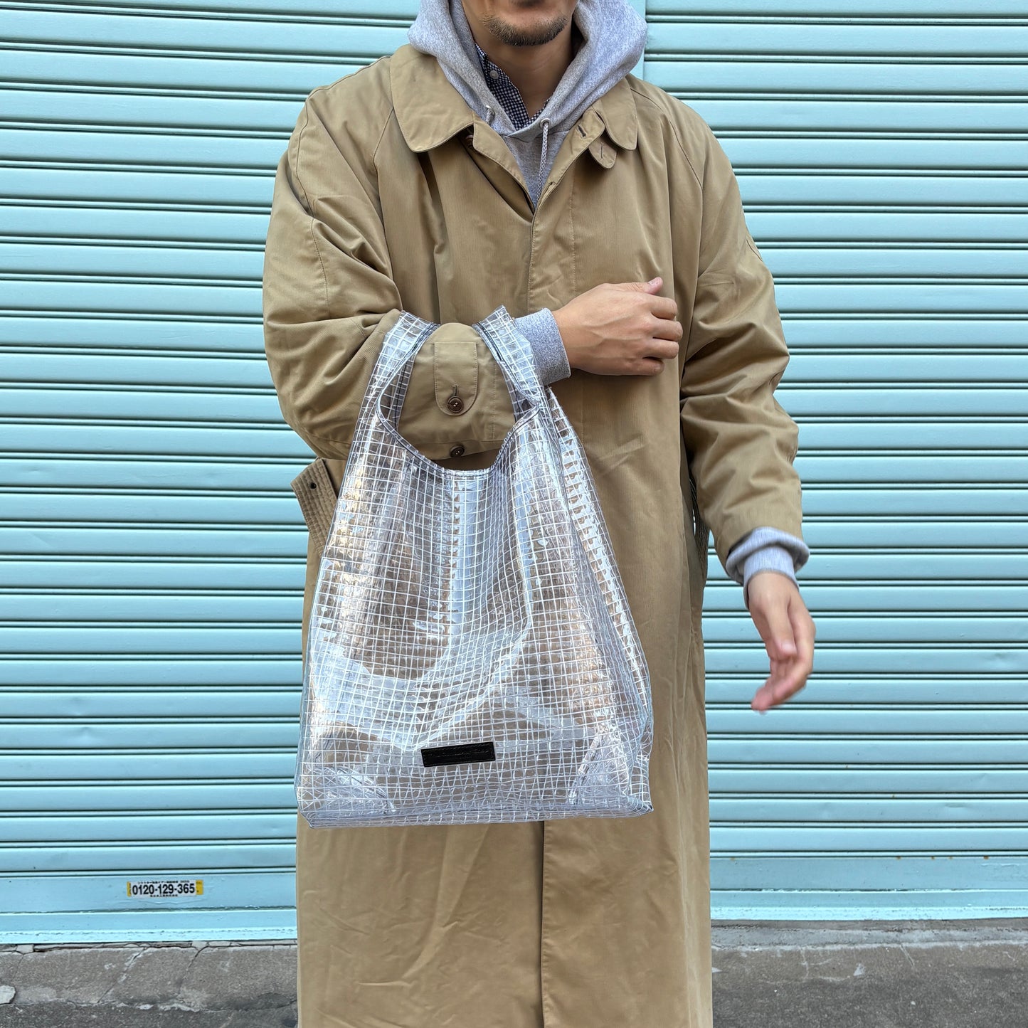 ＜受注商品＞工業資材/スーパーマーケットバッグ(L)(XL)ポーチ付  黒バージョン