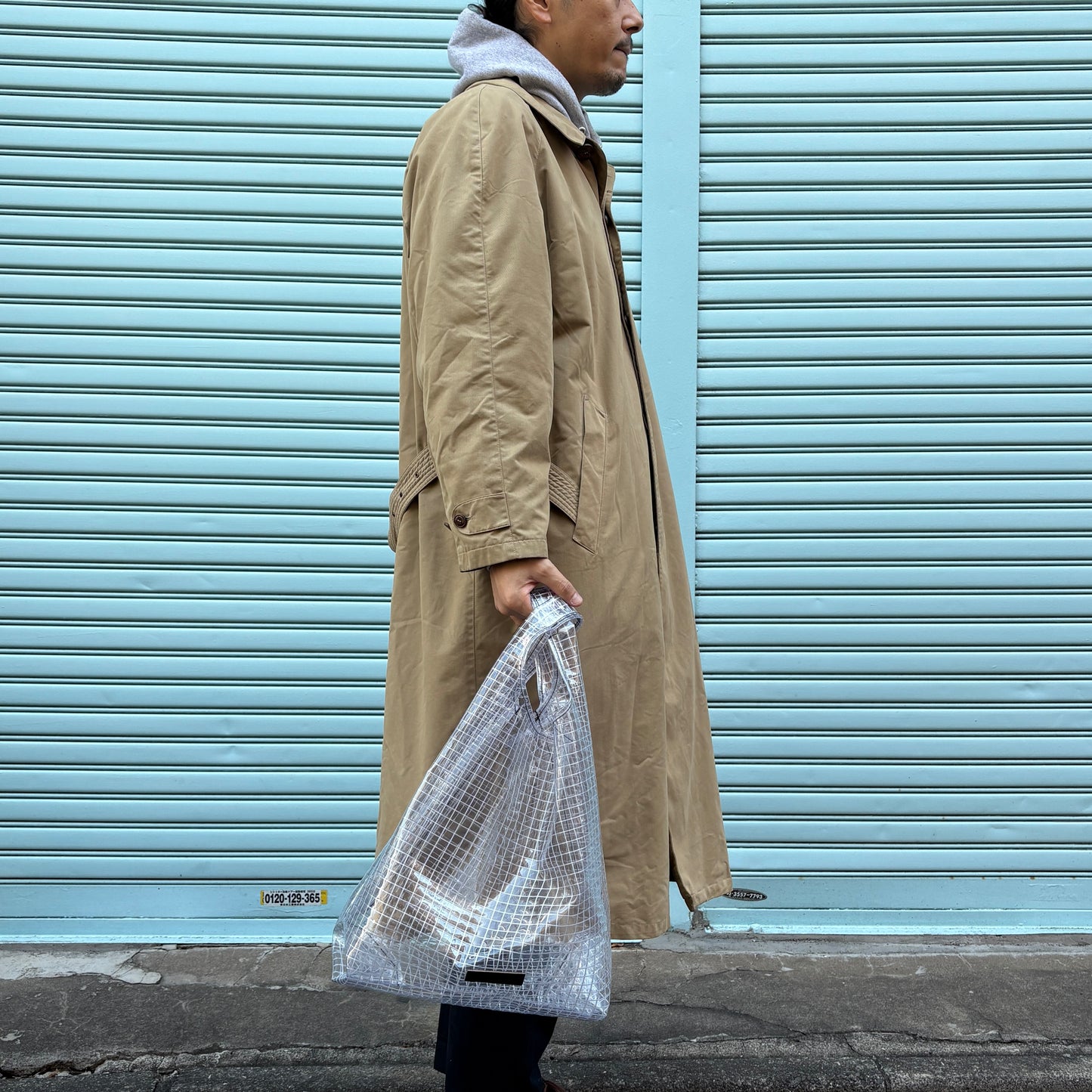 ＜受注商品＞工業資材/スーパーマーケットバッグ(L)(XL)ポーチ付  黒バージョン