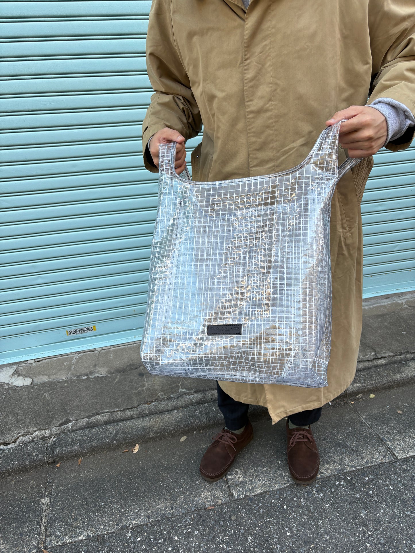 ＜受注商品＞工業資材/スーパーマーケットバッグ(L)(XL)ポーチ付  黒バージョン