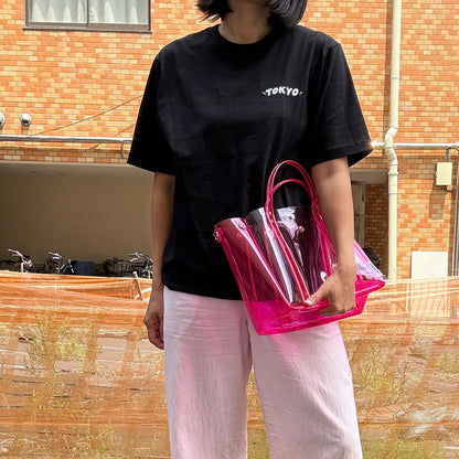 ＜限定カラー＞Colored PVC(ClearHandle)ToteL/Two-Tone Pink