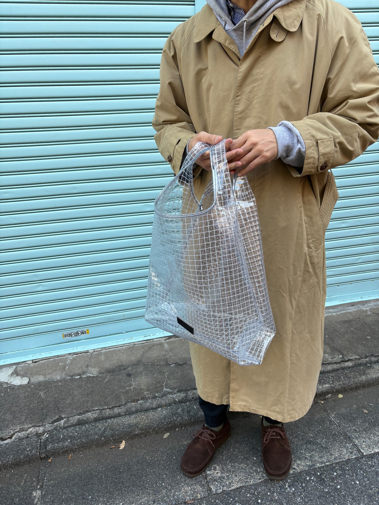 ＜受注商品＞工業資材/スーパーマーケットバッグ(L)(XL)ポーチ付  黒バージョン