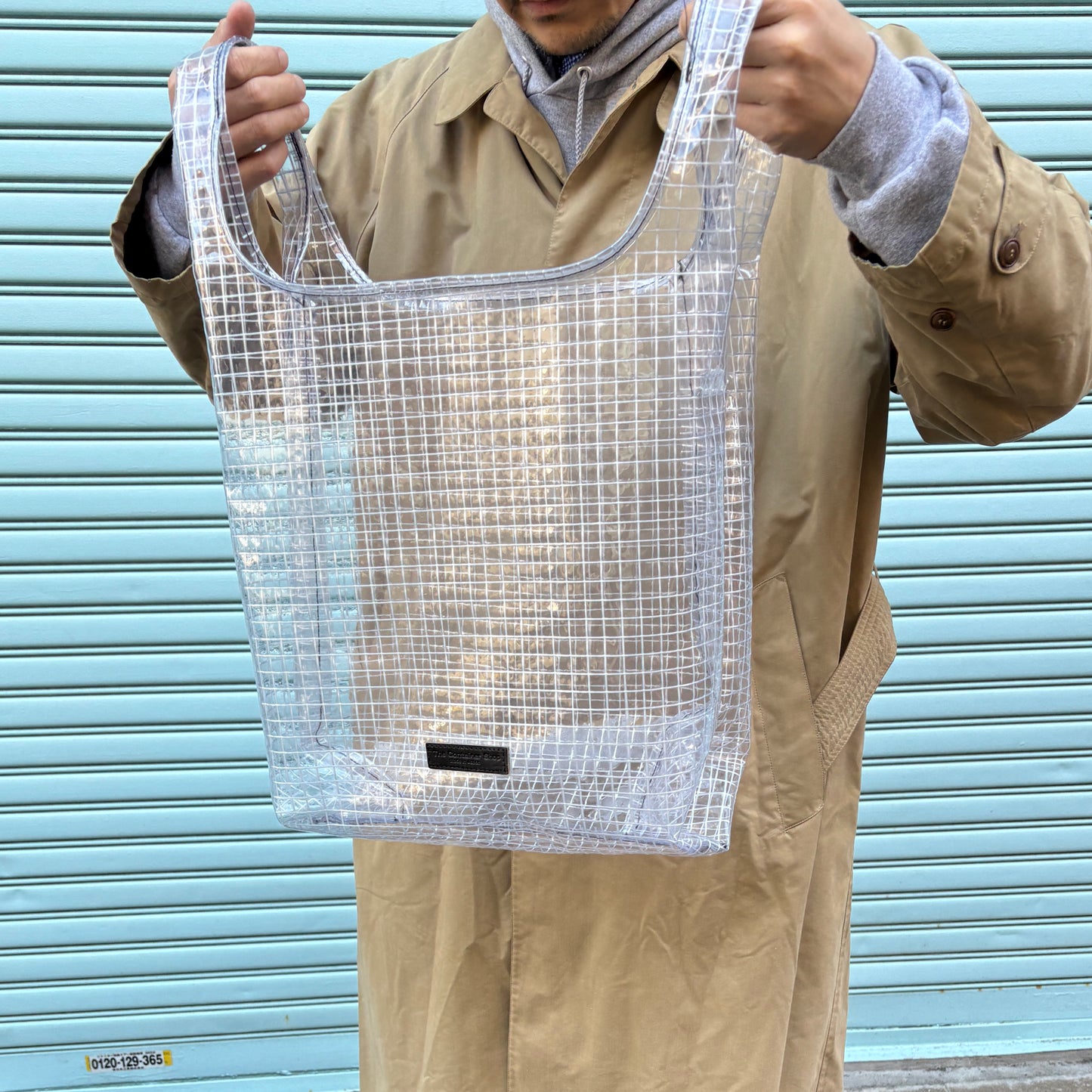 ＜受注商品＞工業資材/スーパーマーケットバッグ(L)(XL)ポーチ付  黒バージョン