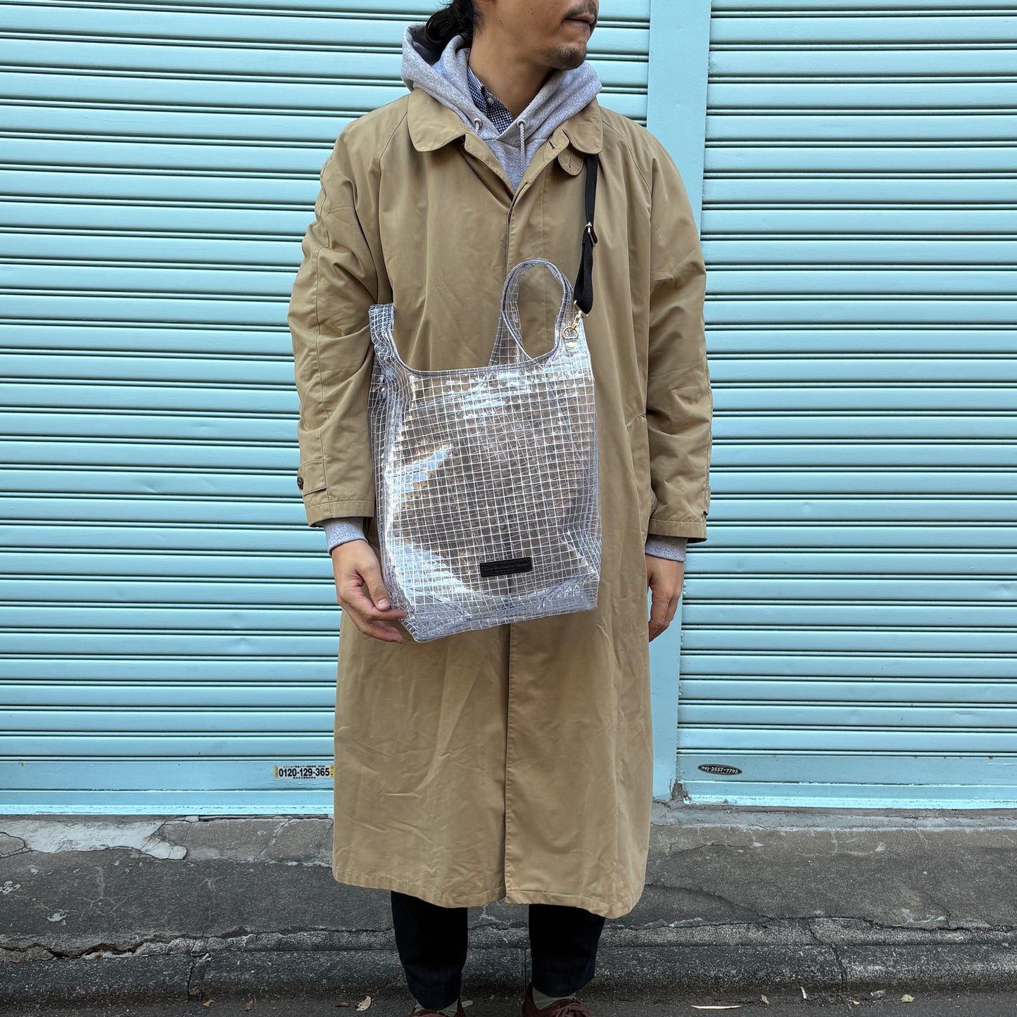 ＜受注商品＞工業資材/スーパーマーケットバッグ(L)(XL)ポーチ付  黒バージョン