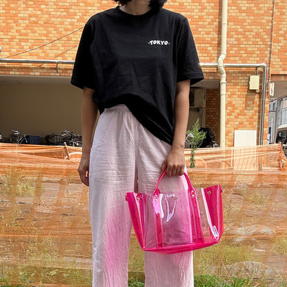 ＜限定カラー＞Colored PVC(ClearHandle)ToteL/Two-Tone Pink