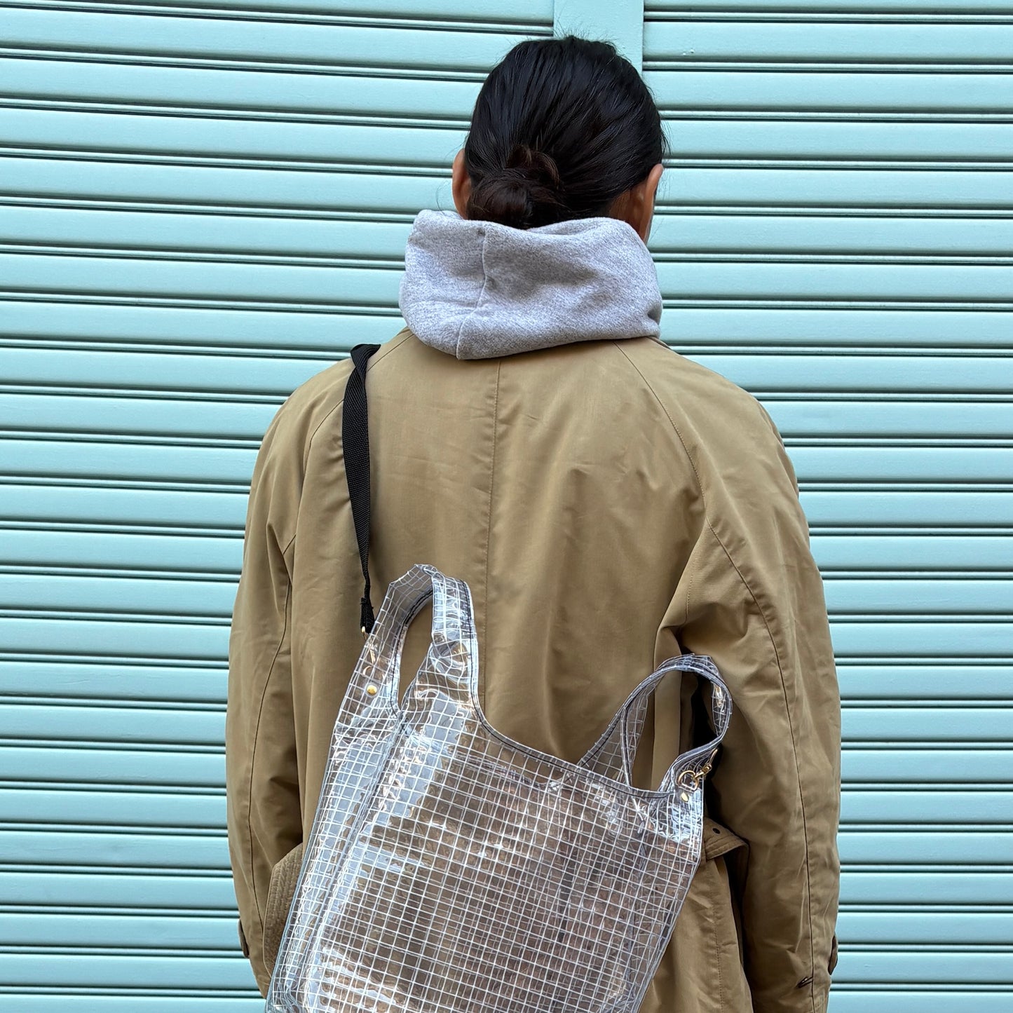 ＜受注商品＞工業資材/スーパーマーケットバッグ(L)(XL)ポーチ付  黒バージョン