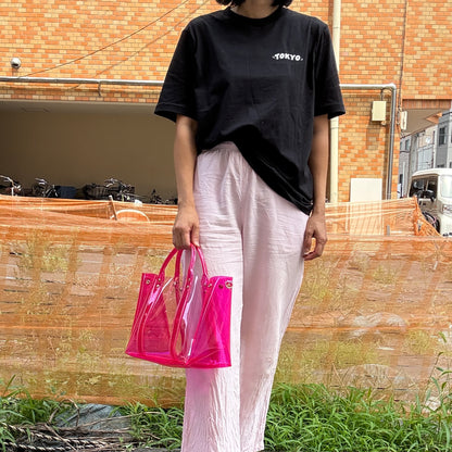 ＜限定カラー＞Colored PVC(ClearHandle)ToteL/Two-Tone Pink